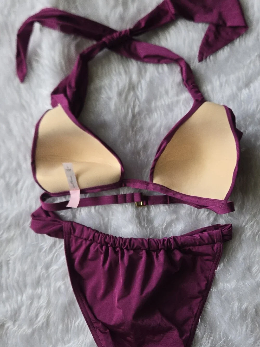 Victoria's Secret Plum Halter Bikini Set Adj Coverage Top And Bottom Sexy Baddie